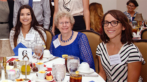 Scholarships luncheon 2016. Faculty, students, and Ann Nichols (blue dress)