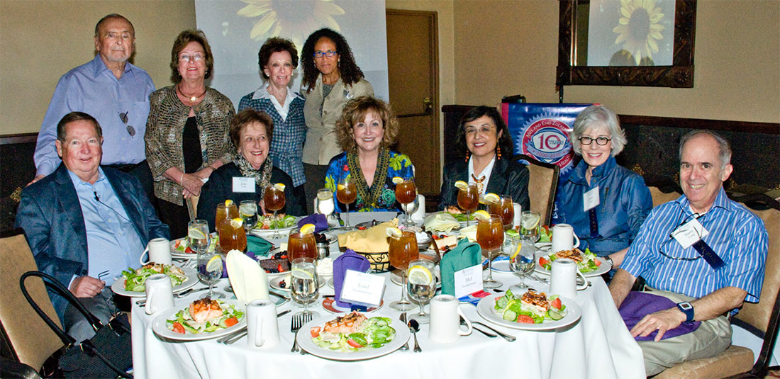 Scholarship luncheon, 2011. Left-to-right: Jim Dalen, Mel Zuckerman, Priscilla Dalen, Joan Cole, Enid Zuckerman, Deanna Lewis, Betty Anne Sarver, Iman Hakim, Janet Lang, Barry Lang.