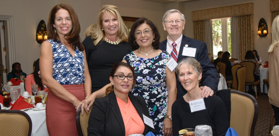 Scholarship luncheon 2016. Left-to-right: Jennifer Flores, Donna Knight, Maribel Gonzales, Iman Hakim, Bob Vaughan, Sue Vaughan<